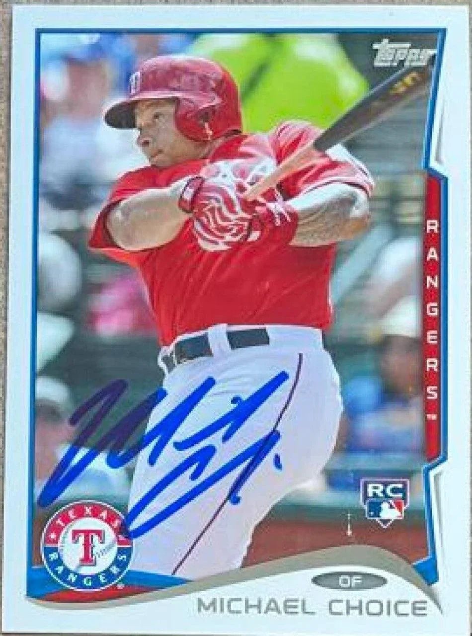 Michael Choice Signed 2014 Topps Update Baseball Card - Texas Rangers