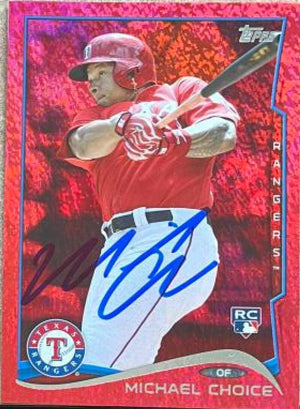 Michael Choice Signed 2014 Topps Update Red Foil Baseball Card - Texas Rangers - PastPros