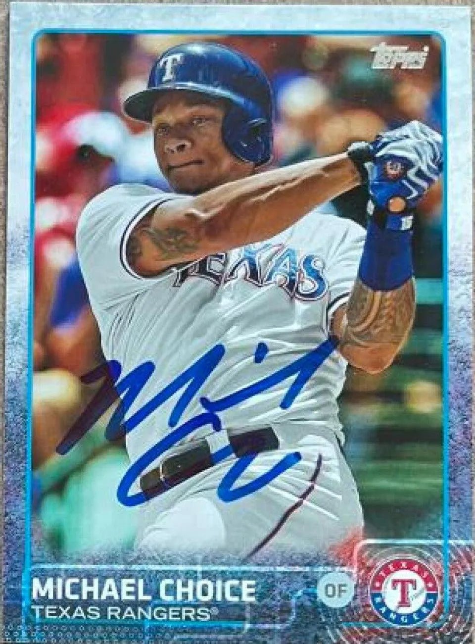 Michael Choice Signed 2015 Topps Baseball Card - Texas Rangers