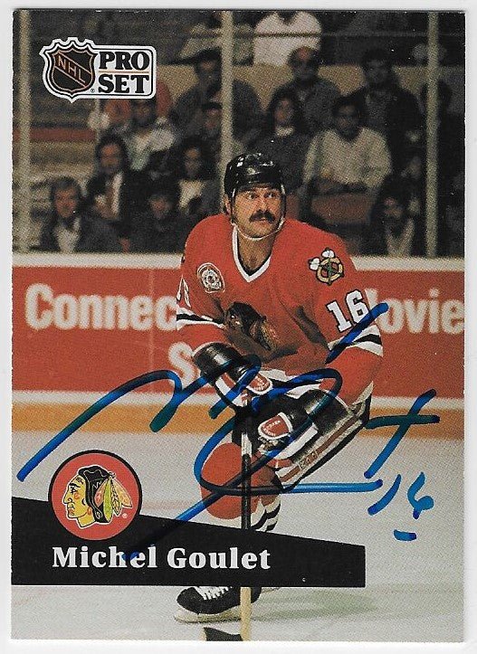 Michel Goulet Signed 1991-92 Pro Set Hockey Card - Chicago Blackhawks