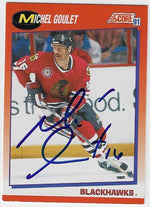 Michel Goulet Signed 1991-92 Score Hockey Card - Chicago Blackhawks