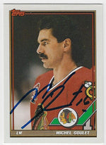 Michel Goulet Signed 1991-92 Topps Hockey Card - Chicago Blackhawks