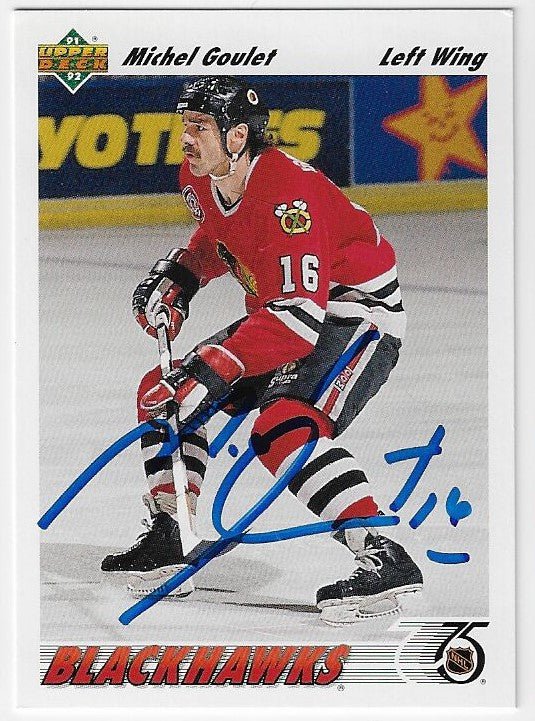 Michel Goulet Signed 1991-92 Upper Deck Hockey Card - Chicago Blackhawks