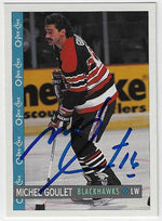 Michel Goulet Signed 1992-93 O-Pee-Chee Hockey Card - Chicago Blackhawks