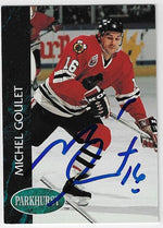 Michel Goulet Signed 1992-93 Parkhurst Hockey Card - Chicago Blackhawks