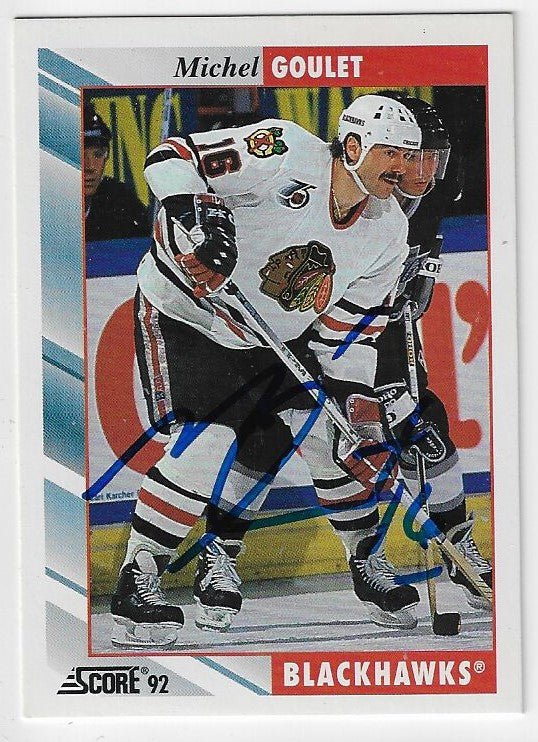 Michel Goulet Signed 1992-93 Score Hockey Card - Chicago Blackhawks