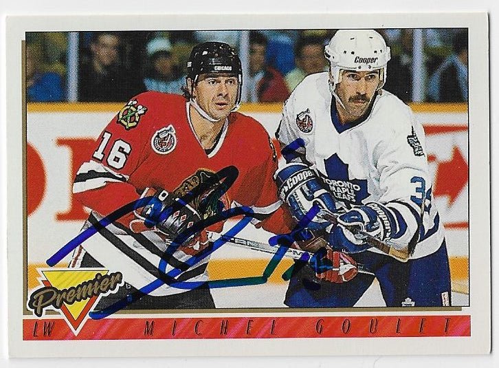 Michel Goulet Signed 1993-94 Topps Premier Hockey Card - Chicago Blackhawks