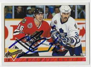 Michel Goulet Signed 1993-94 Topps Premier Hockey Card - Chicago Blackhawks
