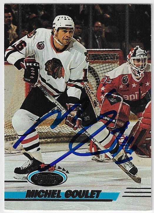 Michel Goulet Signed 1993-94 Topps Stadium Hockey Card - Chicago Blackhawks