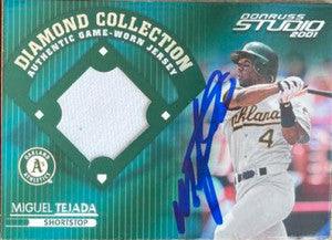 Miguel Tejada Signed 2001 Donruss Studio Diamond Collection Baseball Card - Oakland A's - PastPros