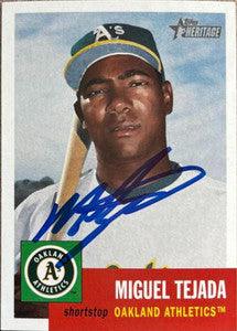 Miguel Tejada Signed 2002 Topps Heritage Baseball Card - Oakland A's - PastPros