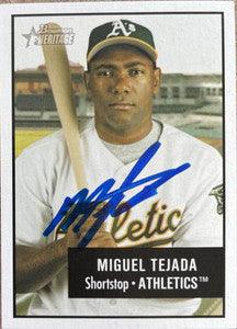 Miguel Tejada Signed 2003 Bowman Heritage Baseball Card - Oakland A's - PastPros