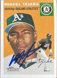 Miguel Tejada Signed 2003 Topps Heritage Baseball Card - Oakland A's - SP - PastPros