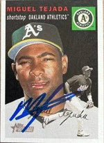 Miguel Tejada Signed 2003 Topps Heritage Baseball Card - Oakland A's (Black Variant) - SP