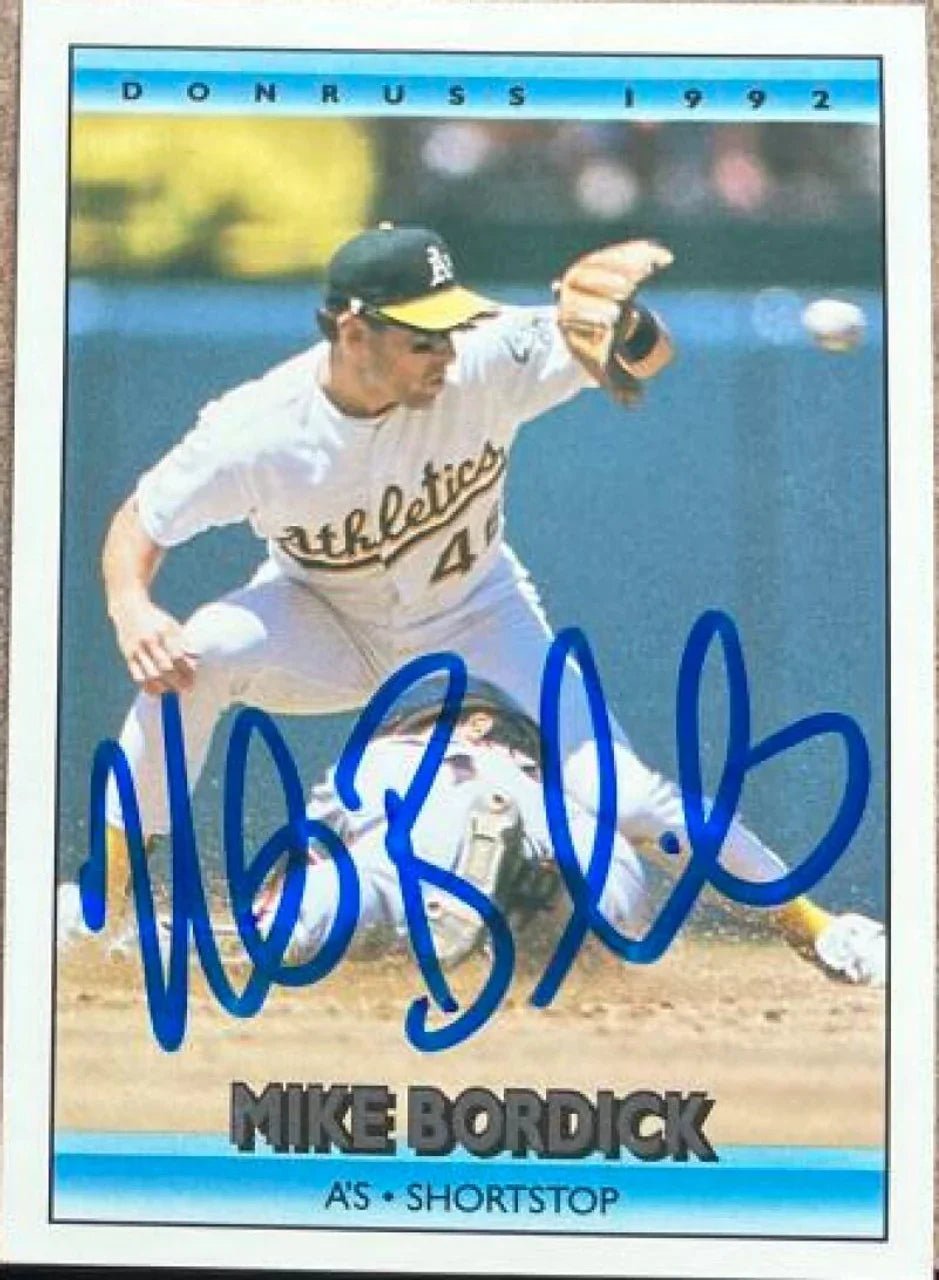 Mike Bordick Signed 1992 Donruss Baseball Card - Oakland A's