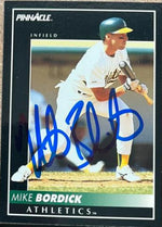 Mike Bordick Signed 1992 Pinnacle Baseball Card - Oakland A's