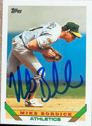 Mike Bordick Signed 1993 Topps Baseball Card - Oakland A's