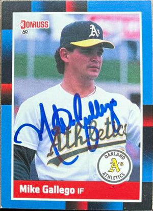 Mike Gallego Signed 1988 Donruss Baseball Card - Oakland A's - PastPros