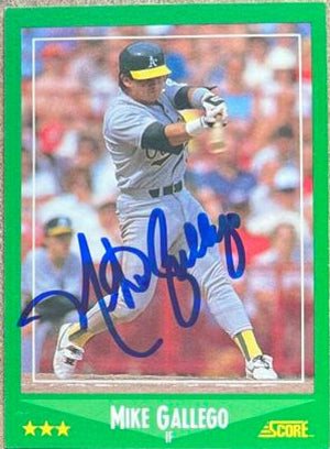 Mike Gallego Signed 1988 Score Baseball Card - Oakland A's - PastPros