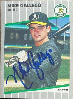 Mike Gallego Signed 1989 Fleer Baseball Card - Oakland A's