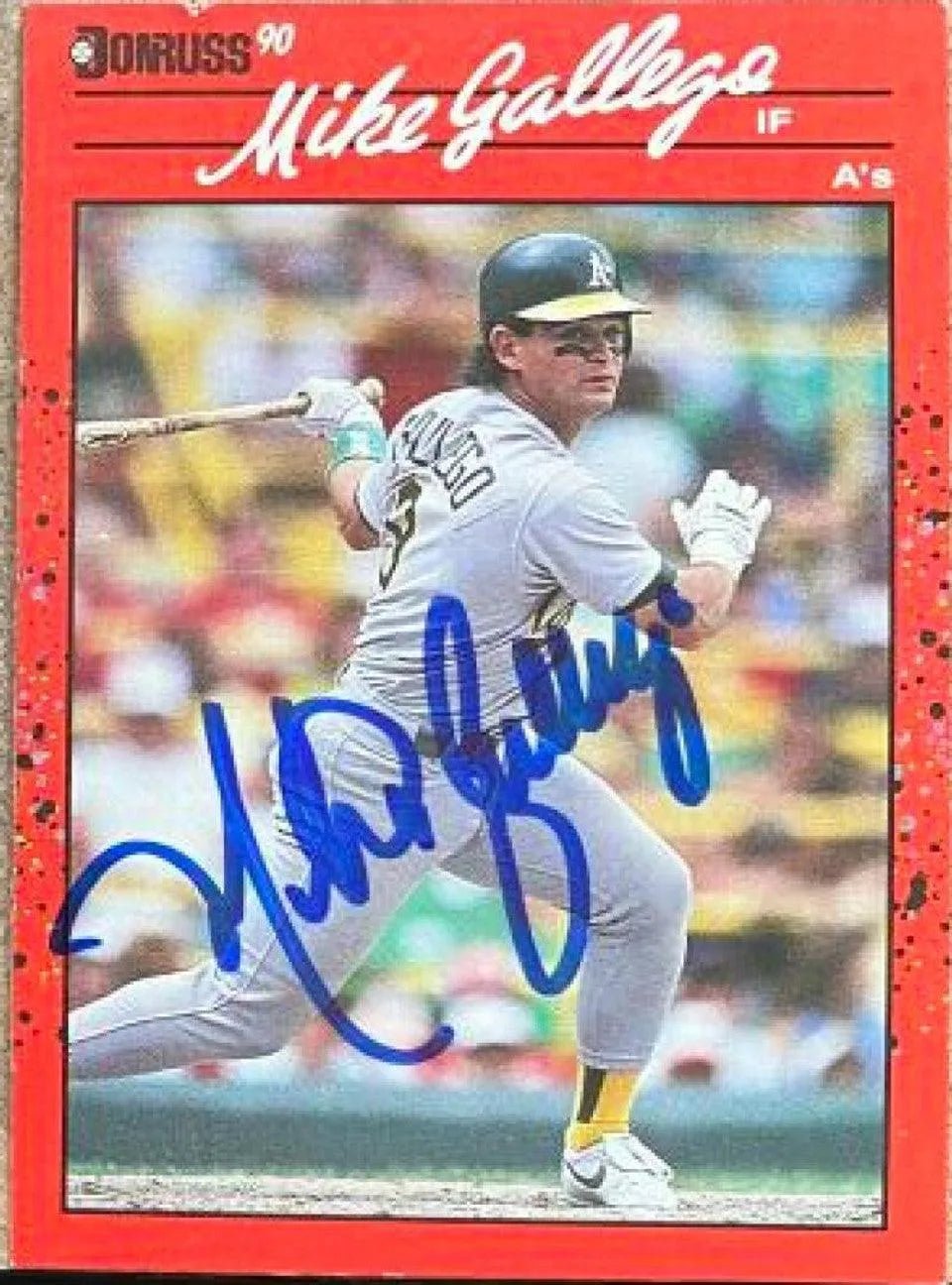 Mike Gallego Signed 1990 Donruss Baseball Card - Oakland A's