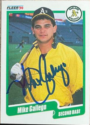 Mike Gallego Signed 1990 Fleer Baseball Card - Oakland A's - PastPros