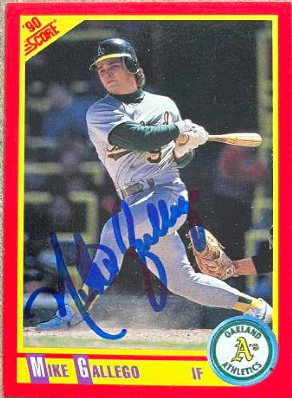 Mike Gallego Signed 1990 Score Baseball Card - Oakland A's