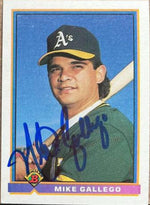 Mike Gallego Signed 1991 Bowman Baseball Card - Oakland A's
