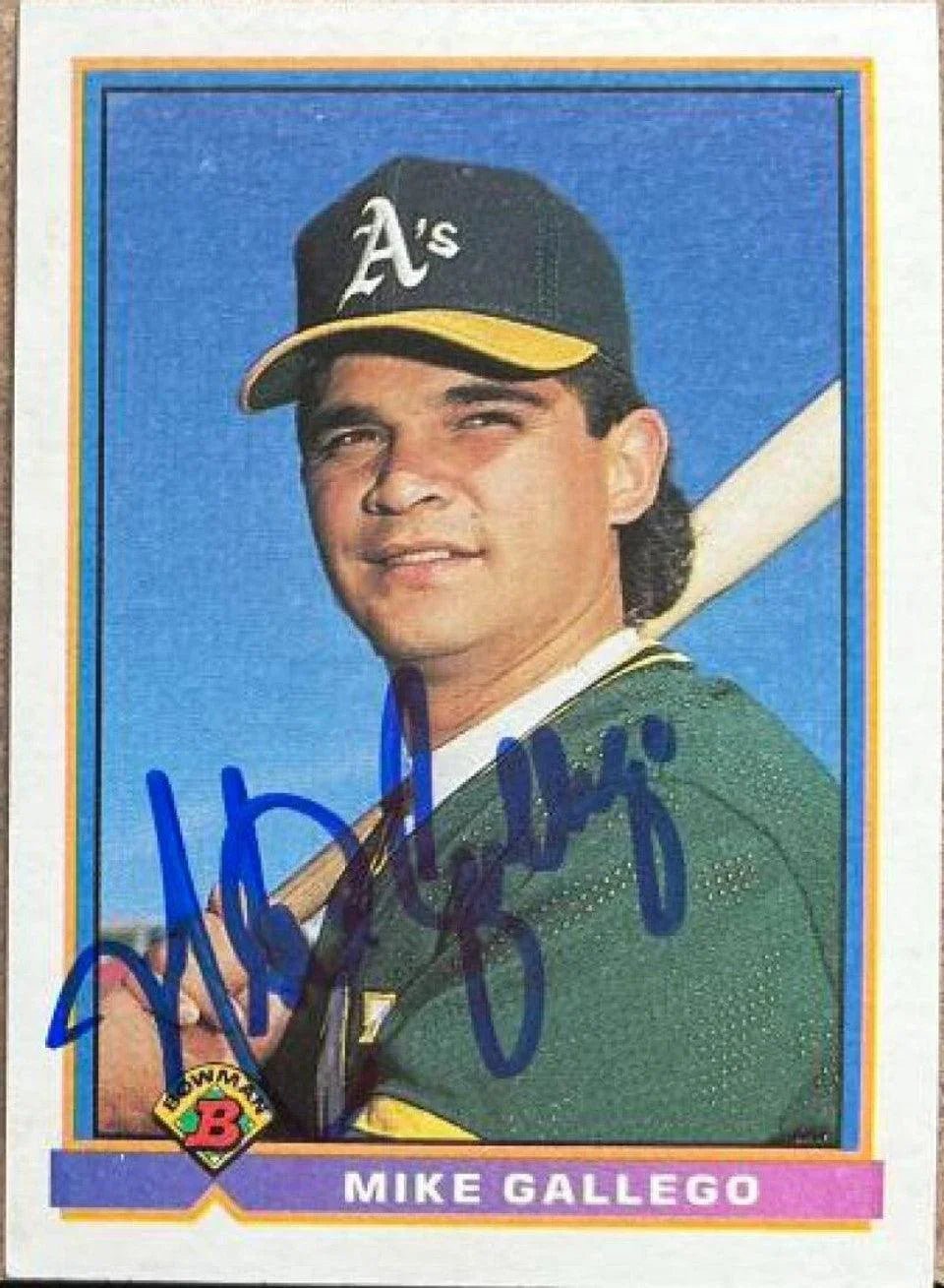 Mike Gallego Signed 1991 Bowman Baseball Card - Oakland A's
