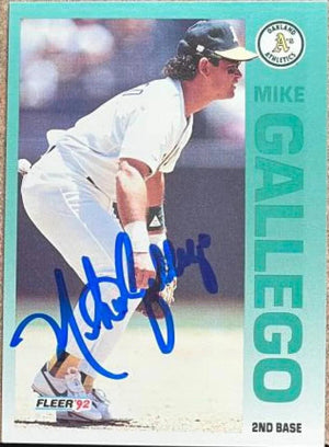 Mike Gallego Signed 1992 Fleer Baseball Card - Oakland A's