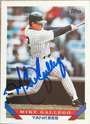 Mike Gallego Signed 1993 Topps Baseball Card - New York Yankees - PastPros