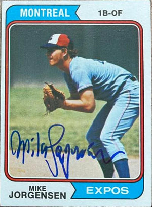 Mike Jorgensen Signed 1974 Topps Baseball Card - Montreal Expos