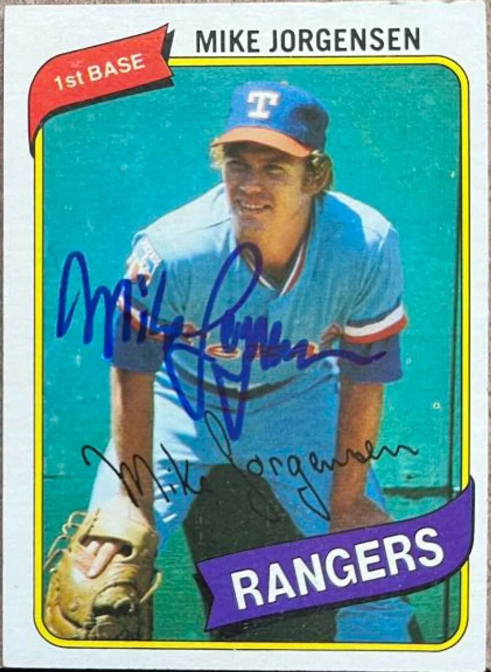 Mike Jorgensen Signed 1980 Topps Baseball Card - Texas Rangers