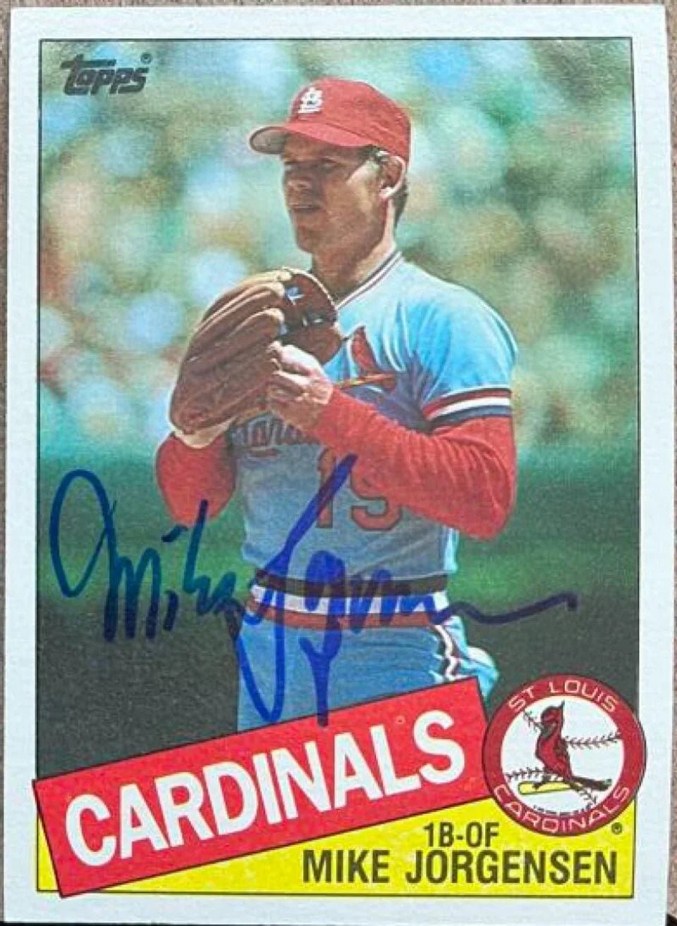 Mike Jorgensen Signed 1985 Topps Baseball Card - St Louis Cardinals