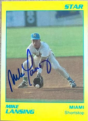 Mike Lansing Signed 1990 Star Baseball Card - Miami MIracle
