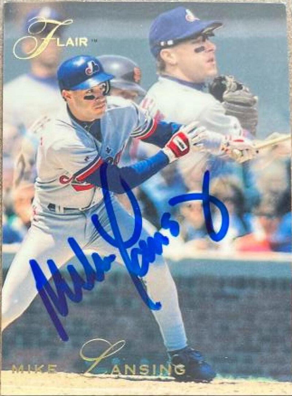 Mike Lansing Signed 1993 Flair Baseball Card - Montreal Expos - PastPros