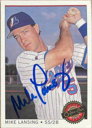 Mike Lansing Signed 1993 O-Pee-Chee Premier Baseball Card - Montreal Expos