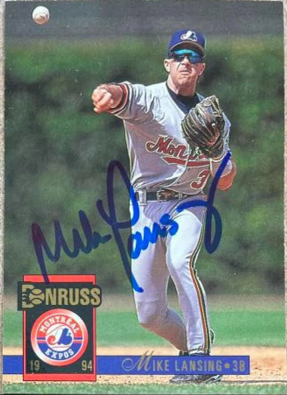 Mike Lansing Signed 1994 Donruss Baseball Card - Montreal Expos