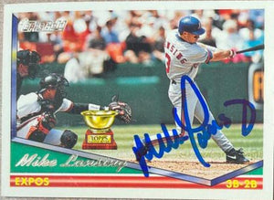 Mike Lansing Signed 1994 Topps Gold Baseball Card - Montreal Expos - PastPros