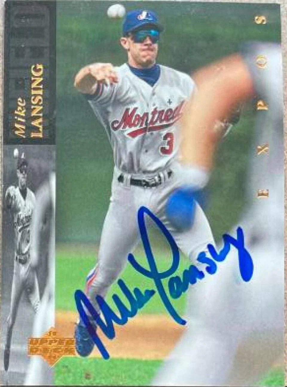 Mike Lansing Signed 1994 Upper Deck Baseball Card - Montreal Expos