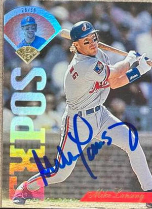 Mike Lansing Signed 1995 Leaf Baseball Card - Montreal Expos