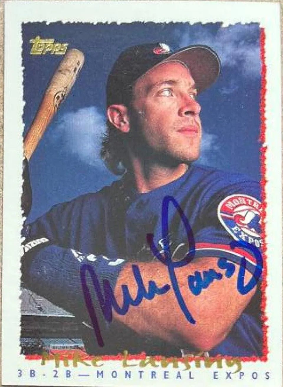 Mike Lansing Signed 1995 Topps Baseball Card - Montreal Expos