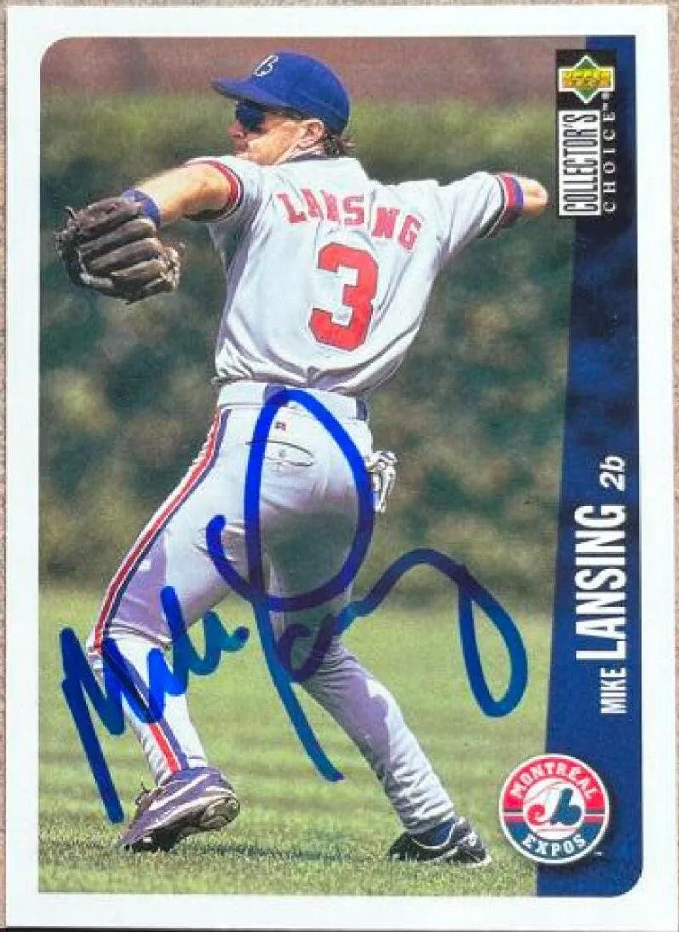 Mike Lansing Signed 1996 Collector's Choice Baseball Card - Montreal Expos