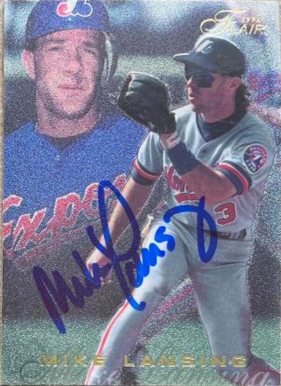 Mike Lansing Signed 1996 Flair (Gold) Baseball Card - Montreal Expos - PastPros