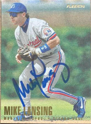 Mike Lansing Signed 1996 Fleer Baseball Card - Montreal Expos - PastPros