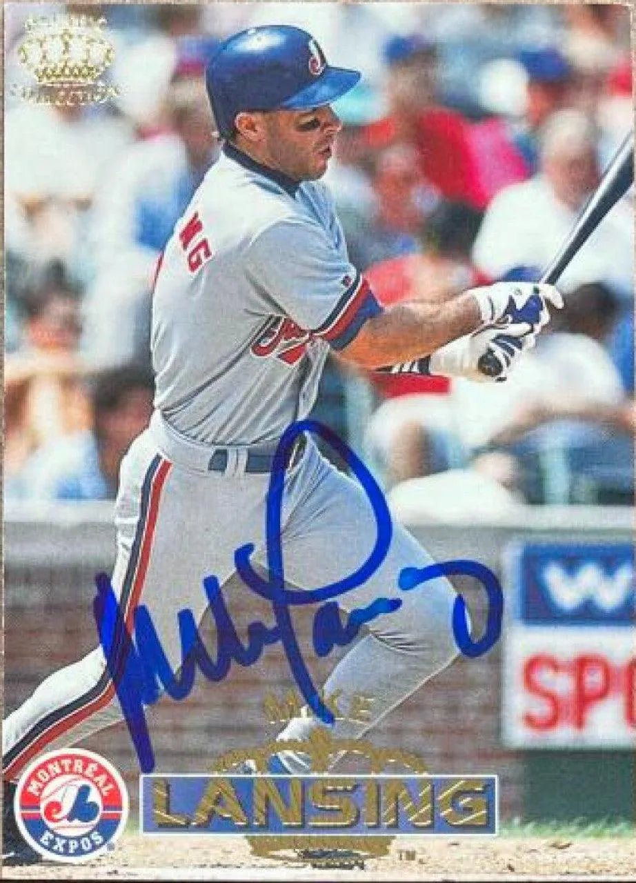 Mike Lansing Signed 1996 Pacific Crown Collection Baseball Card - Montreal Expos