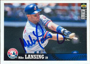 Mike Lansing Signed 1997 Collector's Choice Baseball Card - Montreal Expos - PastPros