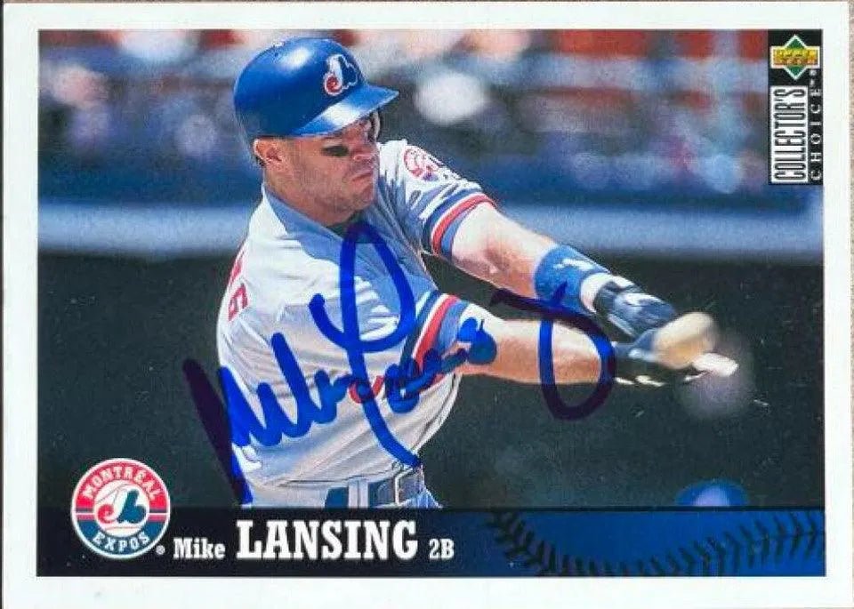 Mike Lansing Signed 1997 Collector's Choice Baseball Card - Montreal Expos