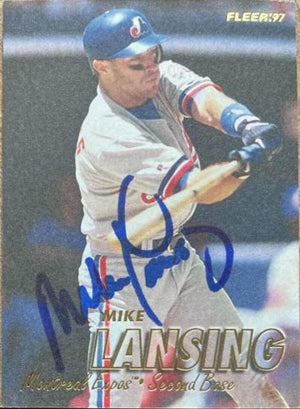 Mike Lansing Signed 1997 Fleer Baseball Card - Montreal Expos - PastPros