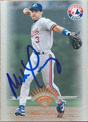 Mike Lansing Signed 1997 Leaf Baseball Card - Montreal Expos